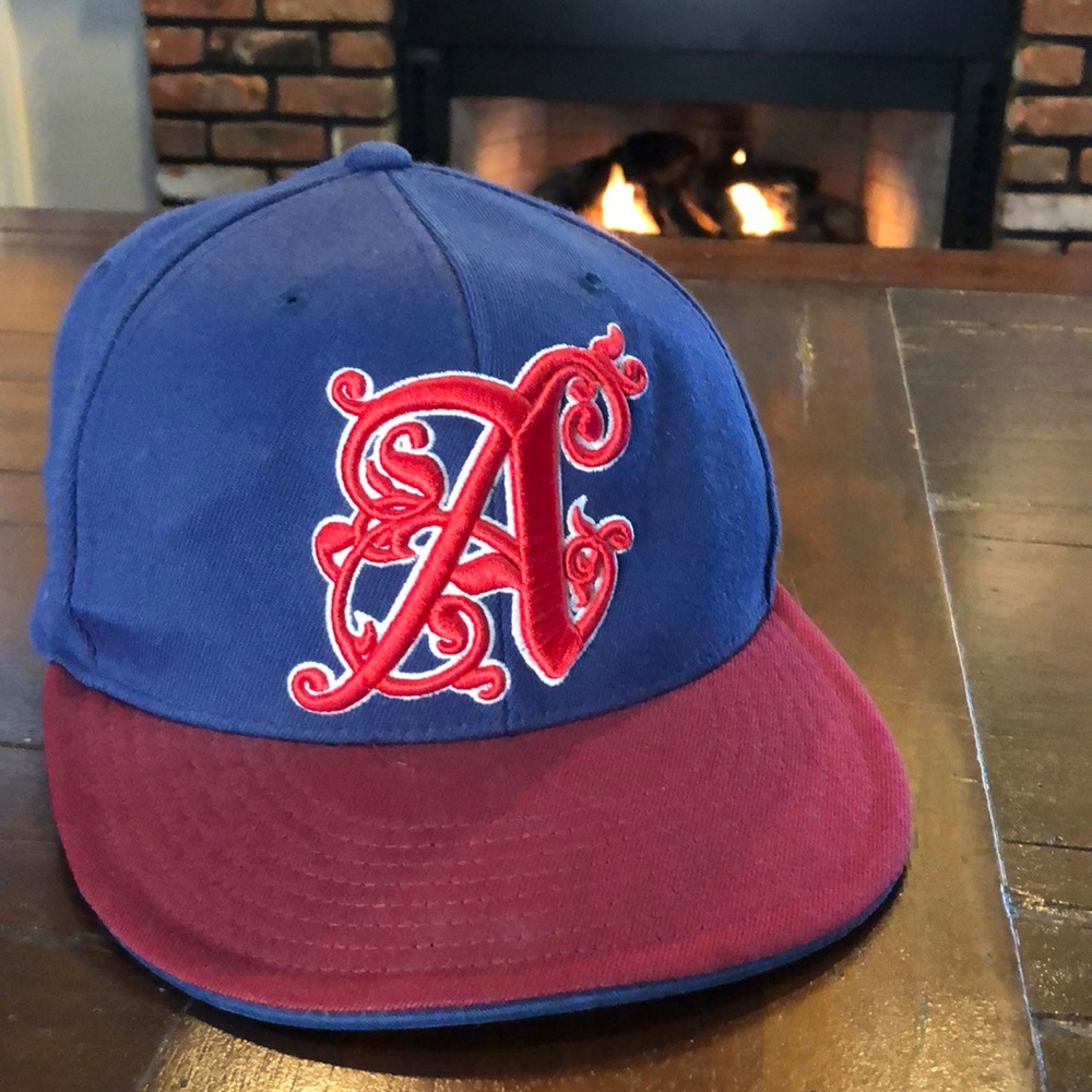 A-lab Clothing Baseball Hat Fits sizes 6 7/8 to 7 1/4  Blue w/Red Embroidery